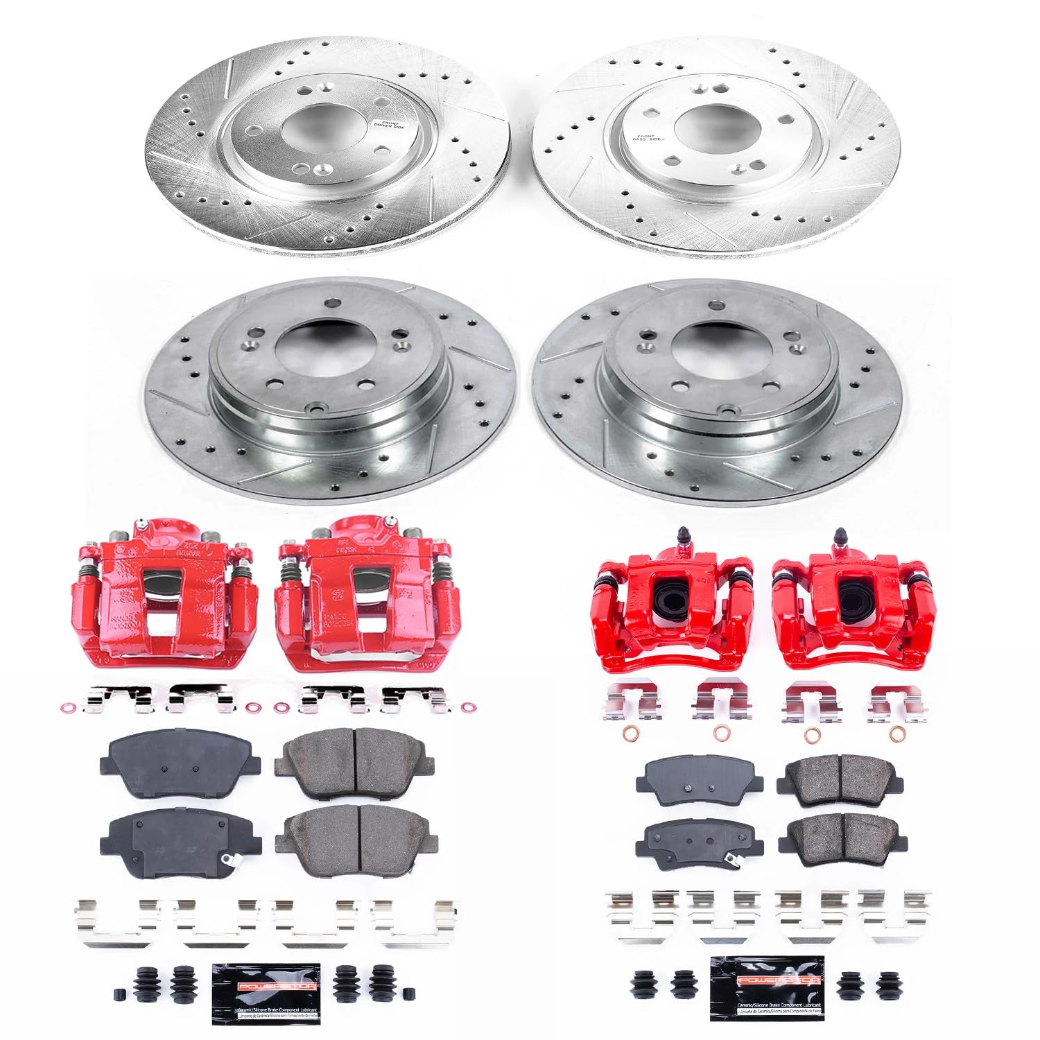 Power Stop Z23 KC5376 Evolution Sport Front & Rear Brake Caliper Kit- Brake Rotors, Brake Pads and Brake Calipers For Hyundai Sonata 2011-2014 [Model Specific]