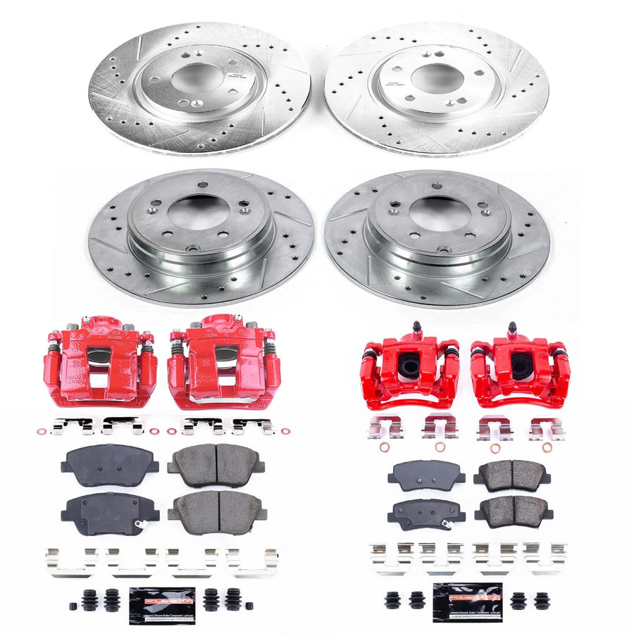 Power Stop Z23 KC5376 Evolution Sport Front & Rear Brake Caliper Kit- Brake Rotors, Brake Pads and Brake Calipers For Hyundai Sonata 2011-2014 [Model Specific]