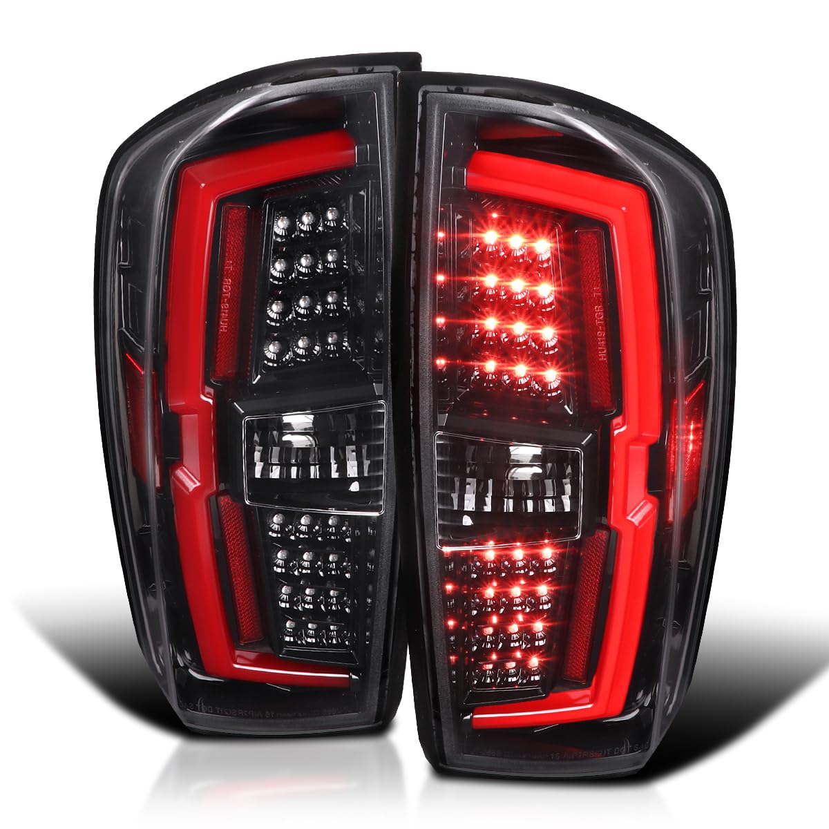 LED Tail Lights SPEC-D TUNING w/Red LED Light Bar Compatible with 2016-2022 Toyota Tacoma, Left + Right Pair Assembly
