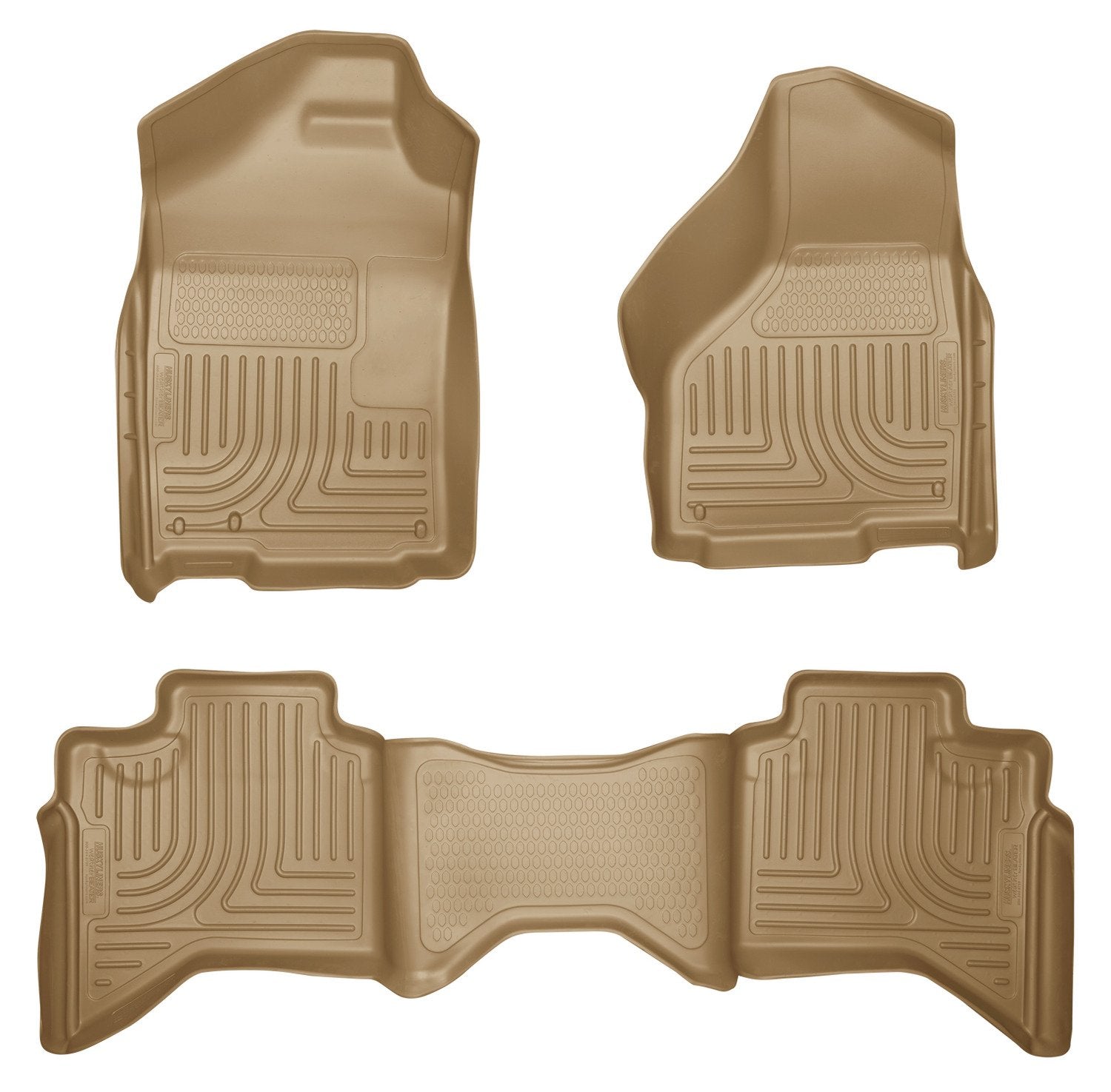 Husky Liners Floor Mats Weatherbeater | Fits 2002-2008 Ram 1500 Crew CAB ONLY; 2003-2009 Ram 2500/3500 Crew CAB ONLY | Front & 2nd Row, 3-pc Tan - 98033