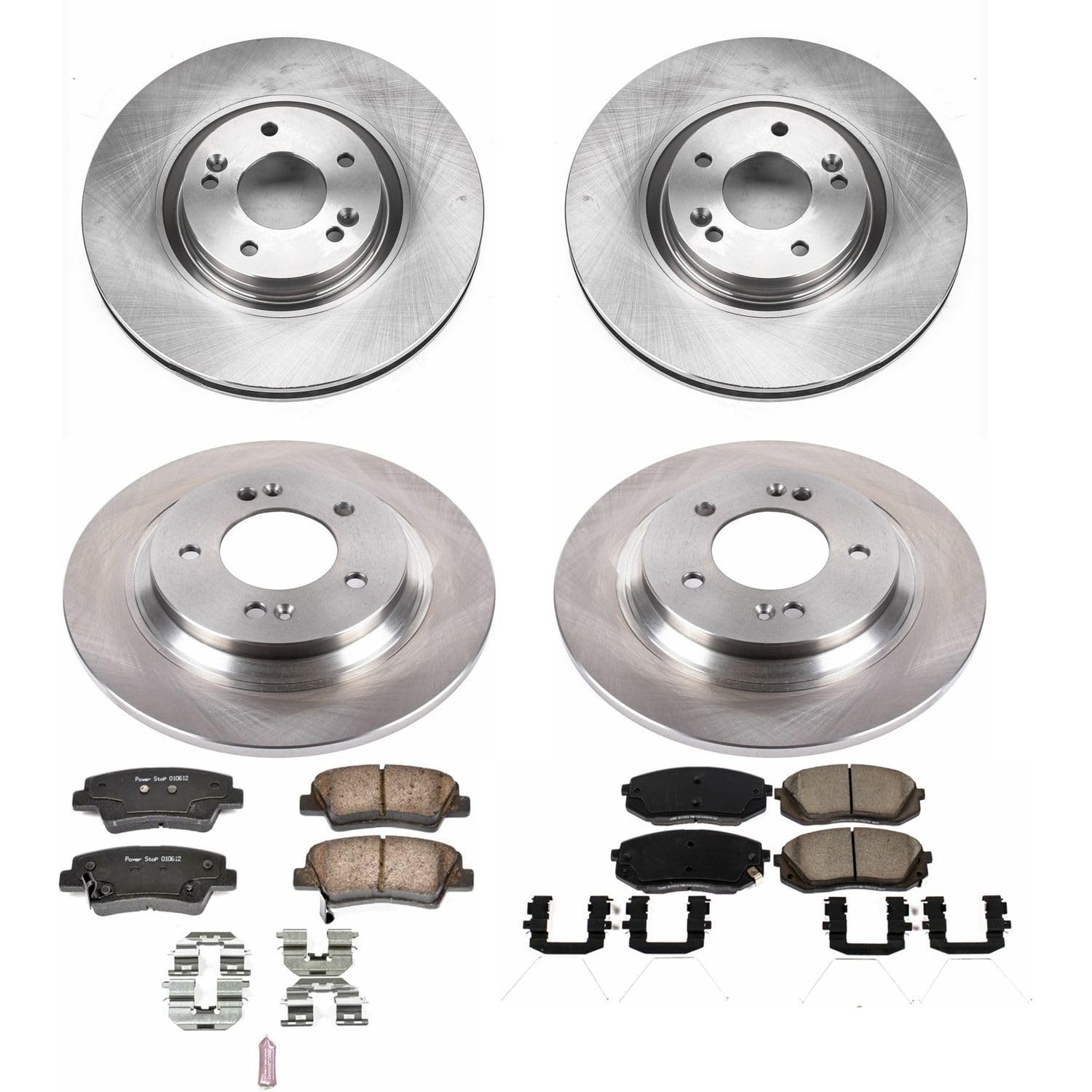 Power Stop KOE7511 Replacement Brake Kit-OE Front and Rear Brake Rotors & Ceramic Pads For Hyundai Sonata 2016-2019, Kia Optima 2016-2019 [Model Specific]