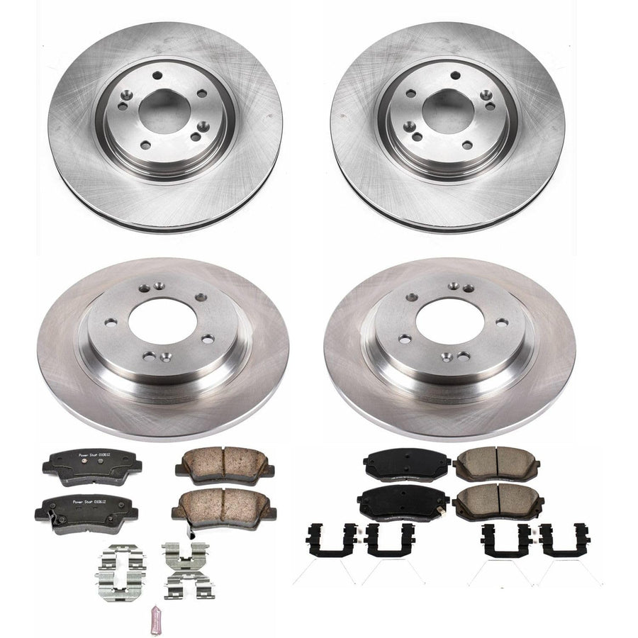 Power Stop KOE7511 Replacement Brake Kit-OE Front and Rear Brake Rotors & Ceramic Pads For Hyundai Sonata 2016-2019, Kia Optima 2016-2019 [Model Specific]