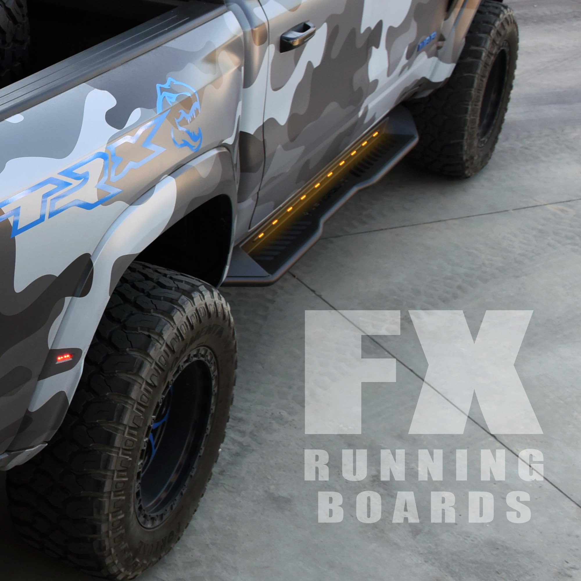 FX Sequential LED Armordillo Running Boards Steps Compatible with 2005-2023 Toyota Tacoma Double Cab/Crew Cab|8710494|Matte Black|Lighted Side Step Bars|