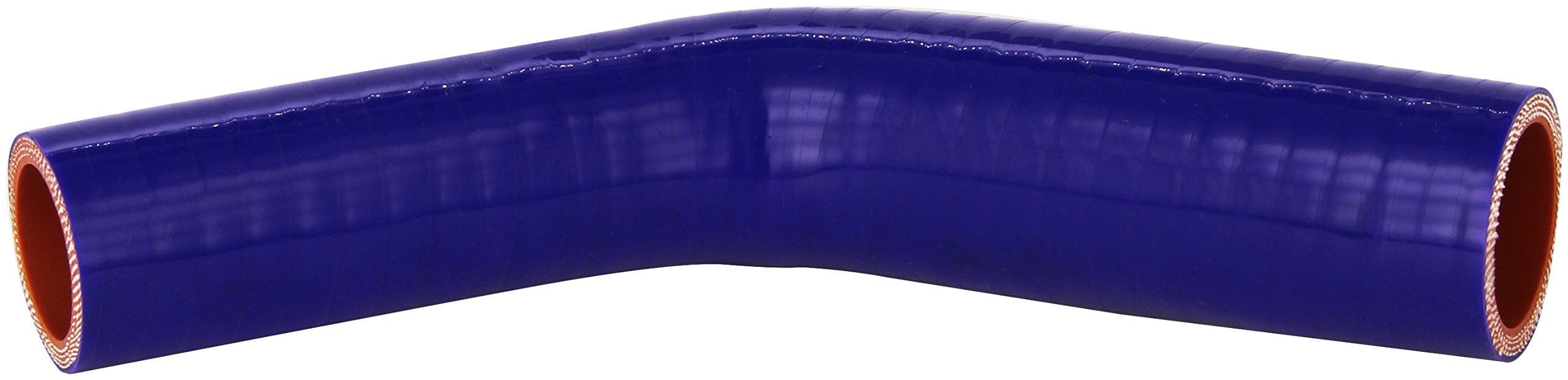 HPS Silicone High Temperature HTSER45-112-125-BLUE 4-ply Reinforced 45 degree Elbow Reducer Coupler Hose, 75 PSI Maximum Pressure, 4" Leg Length on each side, 1.12" > 1-1/4" ID, Blue