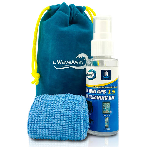 T-H Marine Wave Away Screen Cleaner Kit Sonar & GPS – Ammonia-Free LCD Cleaner with Microfiber Cloth – Drip-Resistant, Streak-Free Solution for Electronics & Sunglasses – 1.5oz