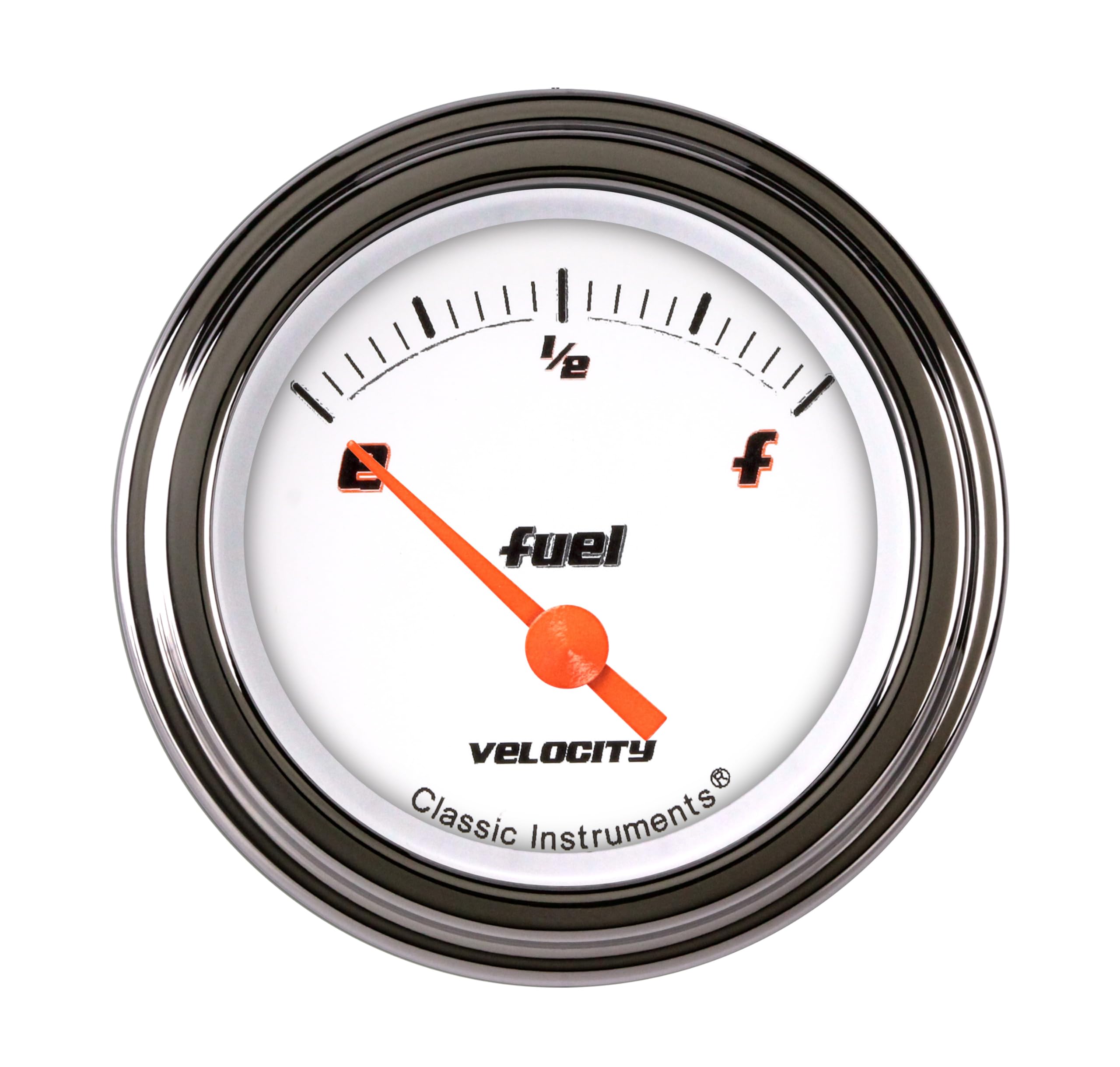 Velocity White Classic Instruments 2-1/8" Fuel Gauge VS12WSLF 0-90 Ohm