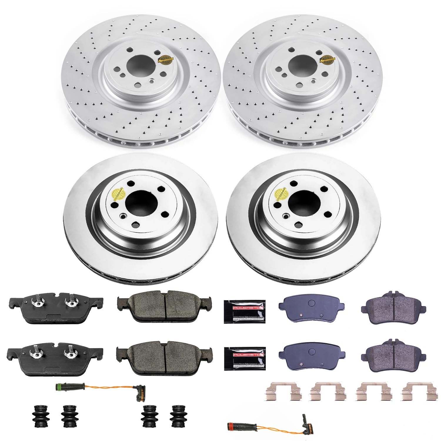 Power Stop Z23 Front and Rear Coated Rotor Kit-Coated Brake Pads & Carbon Ceramic Brake Rotors