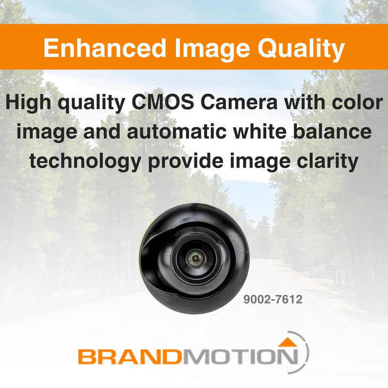 Universal Snap-in Brandmotion Adjustable Bullet Camera 9002-7612 | Waterproof Case | Color Image with Automatic White Balance | Parking Grid Lines Available | Low Profile Flush Mount