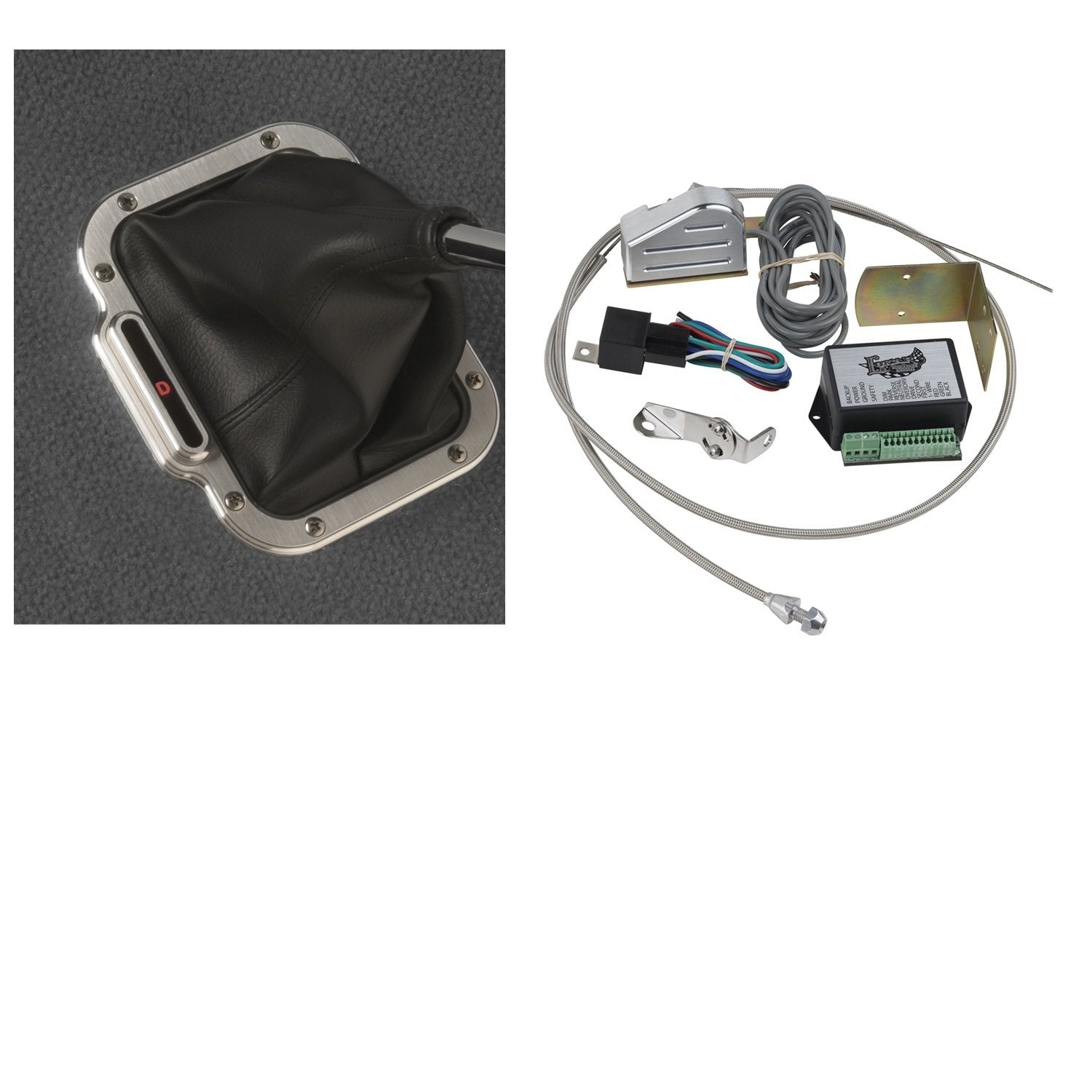 Vertical Rectangular Lokar CINB-1790 Cable Operated LED Boot Indicator with Boot Kit for 4L60E Transmission