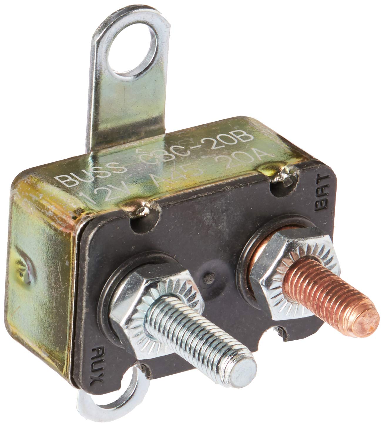 Circuit Breaker Bussmann CBC-20B (Type I Heavy Duty Automotive with Stud Terminals and Bracket - 20 A), 1 Pack