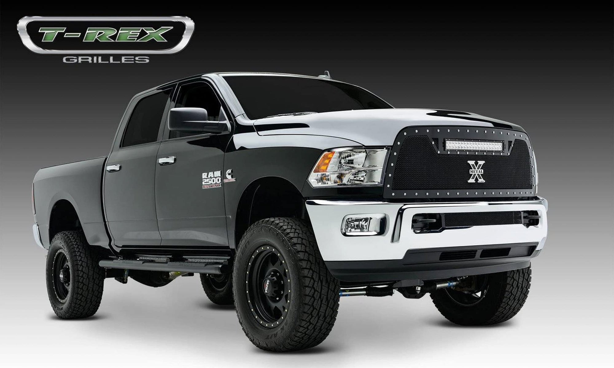 Torch Grille, 2010-2012 Ram 2500, 3500 Black, 1 Pc, Replacement, Chrome Studs with (1) 20" LED - PN #6314531