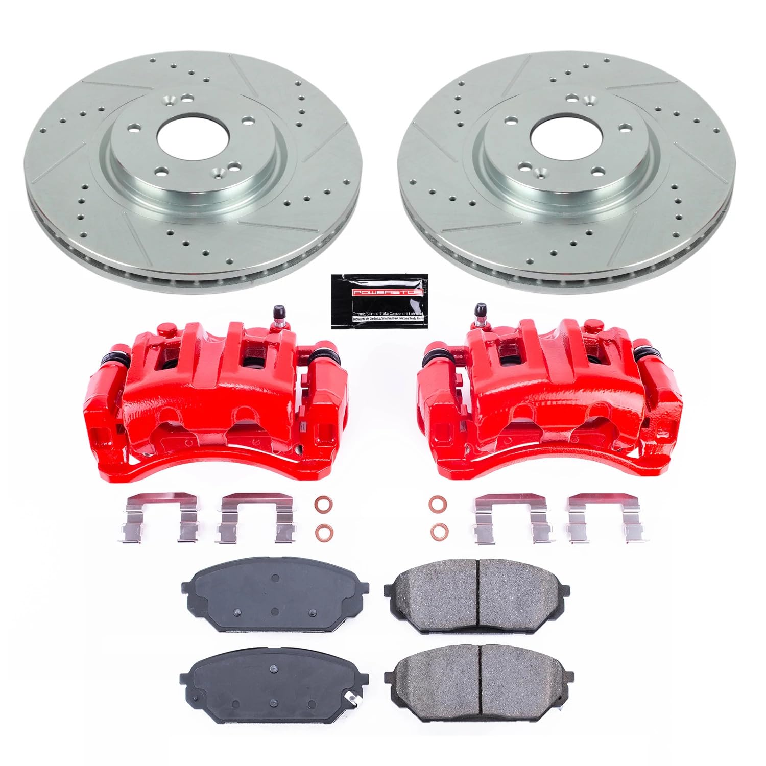 Z23 Evolution Power Stop KC5918 Front Brake Caliper Kit-Brake Rotors, Carbon-Fiber Ceramic Brake Pads, Calipers For Hyundai Veracruz 2007-2012 [Model Specific]