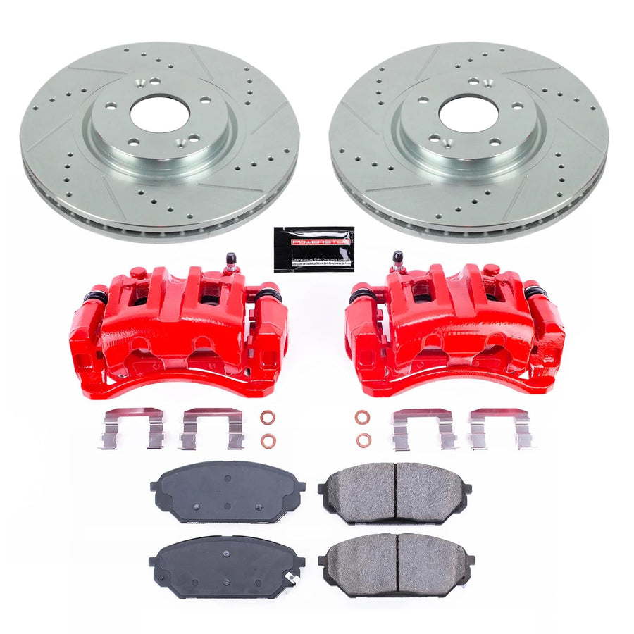 Z23 Evolution Power Stop KC5918 Front Brake Caliper Kit-Brake Rotors, Carbon-Fiber Ceramic Brake Pads, Calipers For Hyundai Veracruz 2007-2012 [Model Specific]