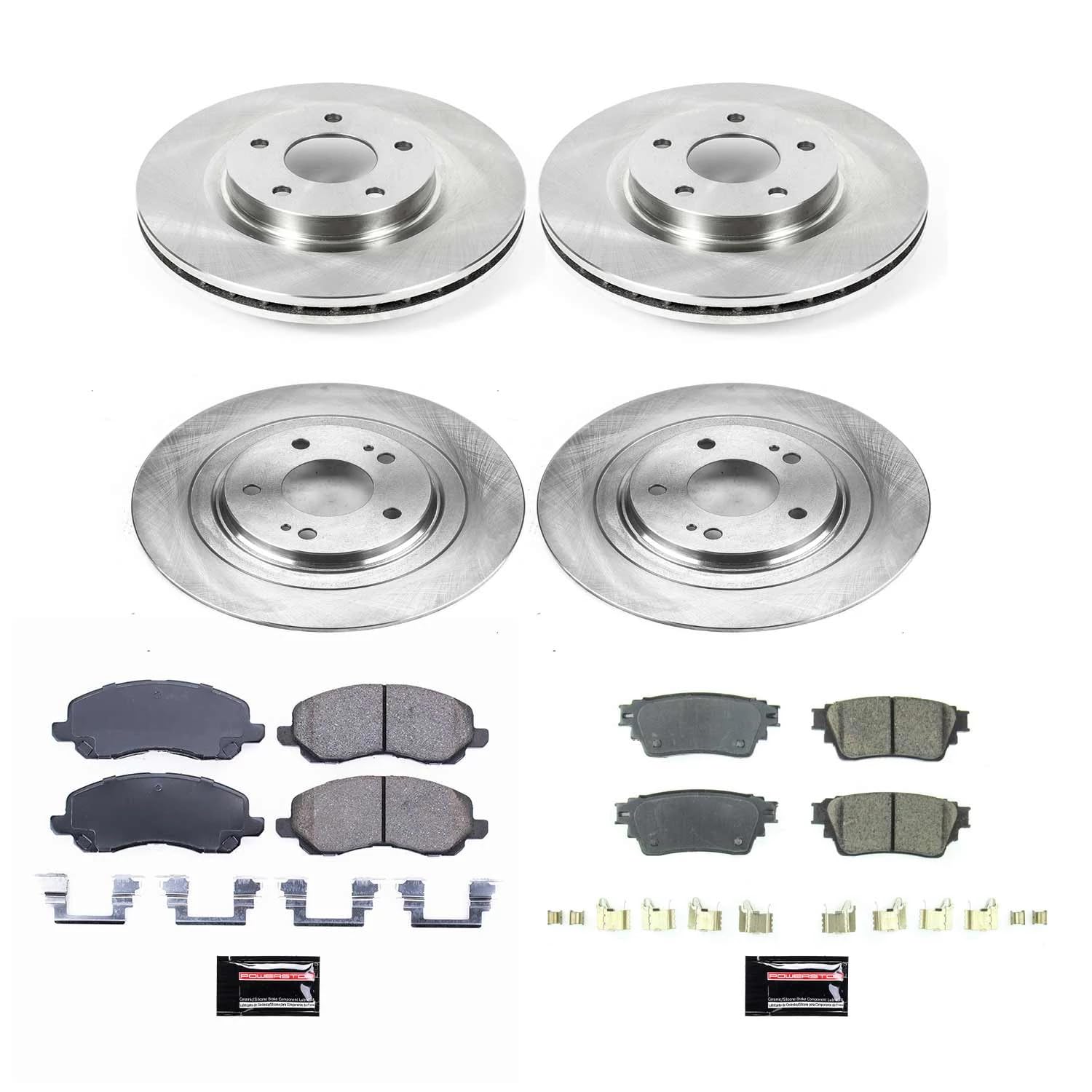 Power Stop KOE8397 Replacement Brake Kit-OE Front and Rear Brake Rotors & Ceramic Pads For Mitsubishi Outlander 2017-2020 [Model Specific]