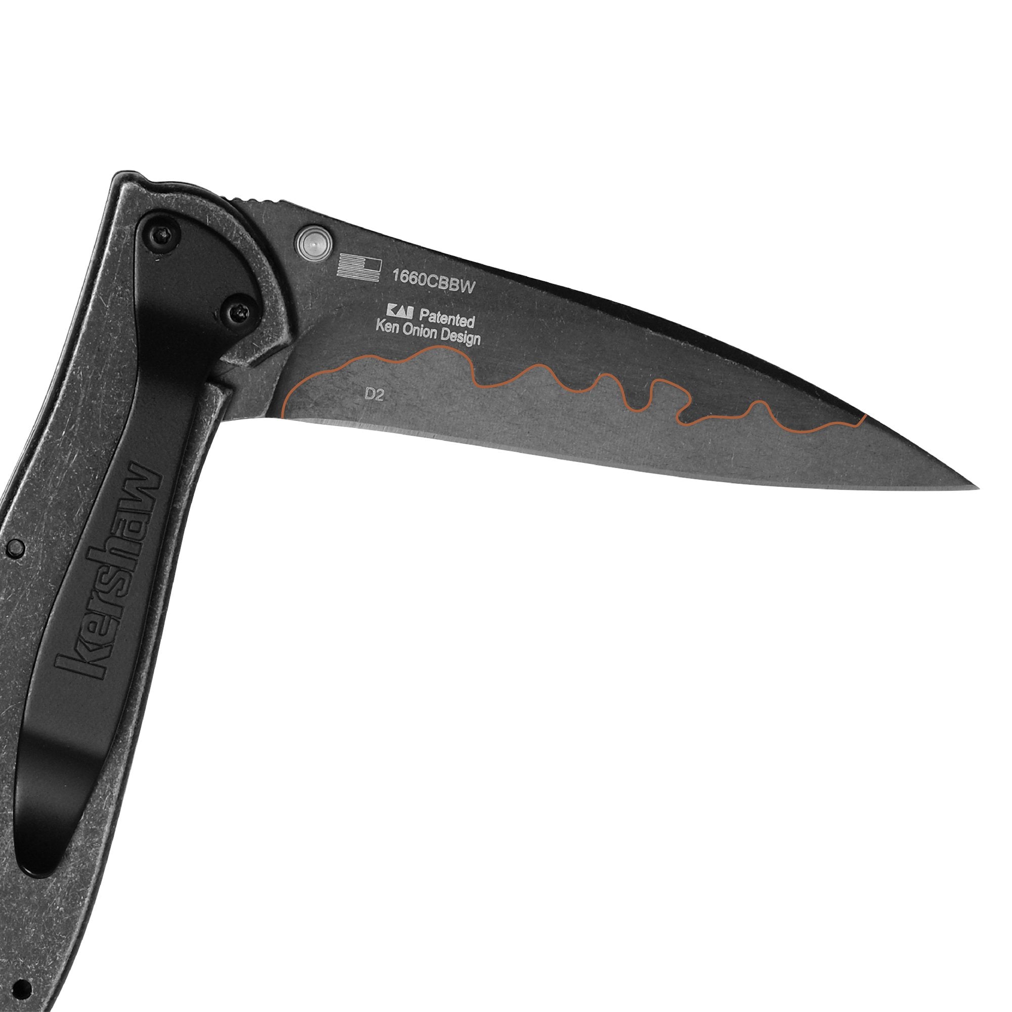 Kershaw Pocket Knife Leek, 3 Inch Composite Blackwash Blade 1660CBBW