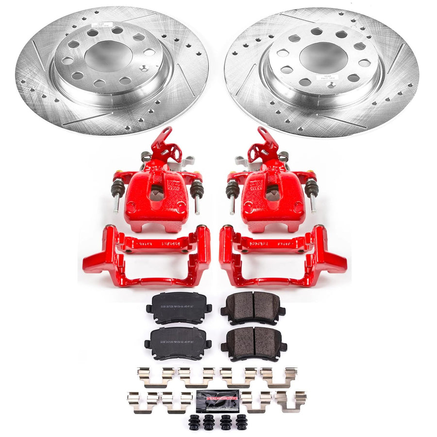 Power Stop Z23 Evolution Sport Rear Brake Caliper Kit- Brake Pads, Brake Rotors and Brake Calipers For Volkswagen Golf 2010 [Model Specific]