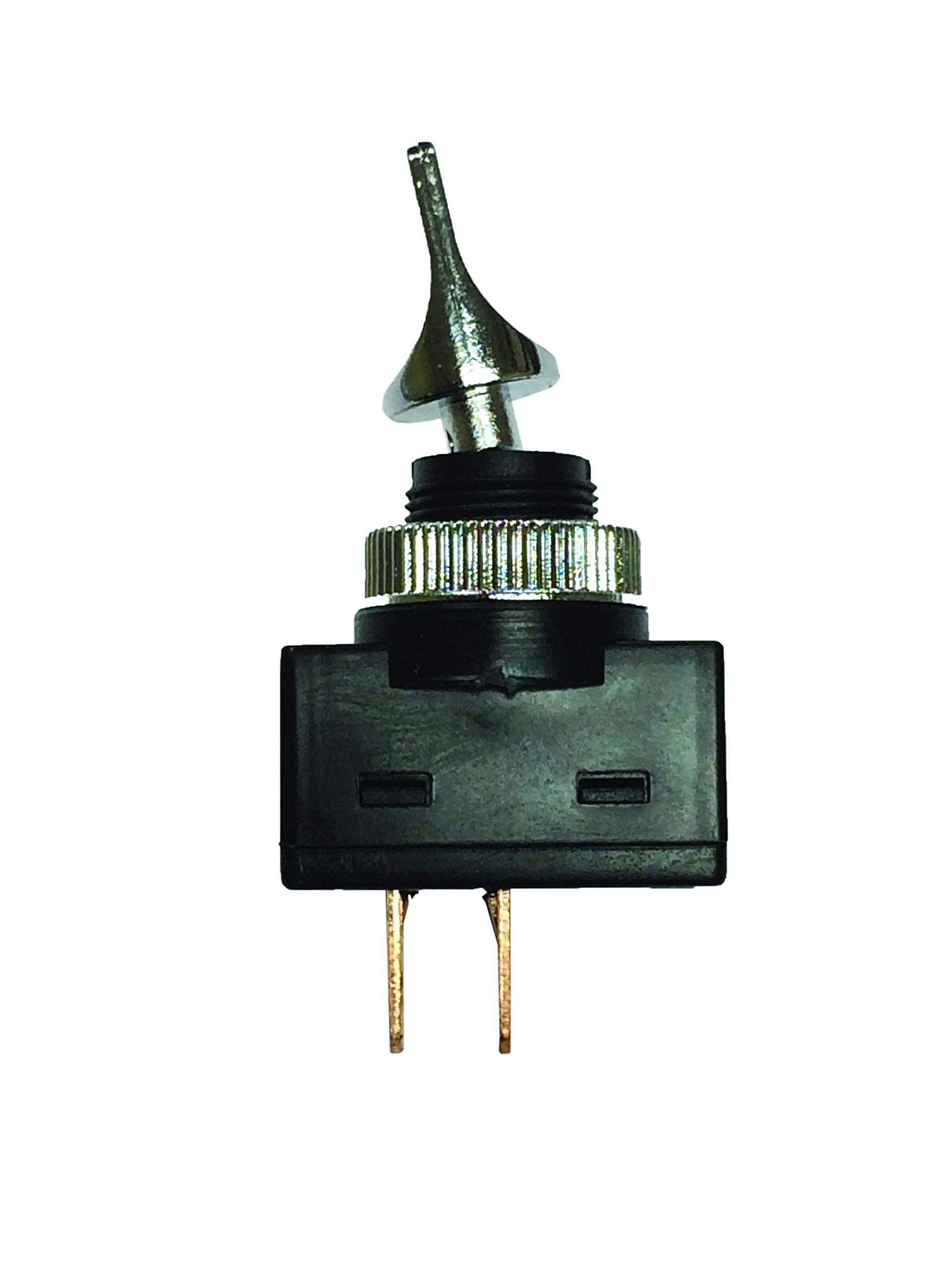 Short WirthCo 20506 Chrome Toggle Switch, SPST, Silver, Panel Mount