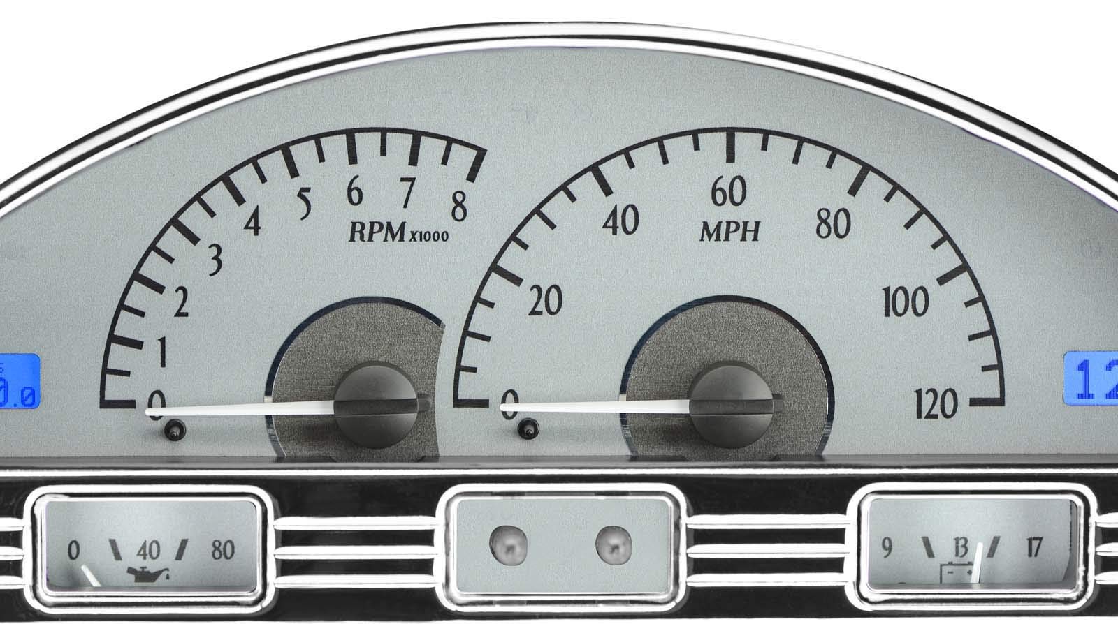 Dakota Digital VHX-56F-PU-S-B Analog Dash Gauge System with Blue Backlighting Compatible Ford 1956 Pickup Truck Silver Alloy