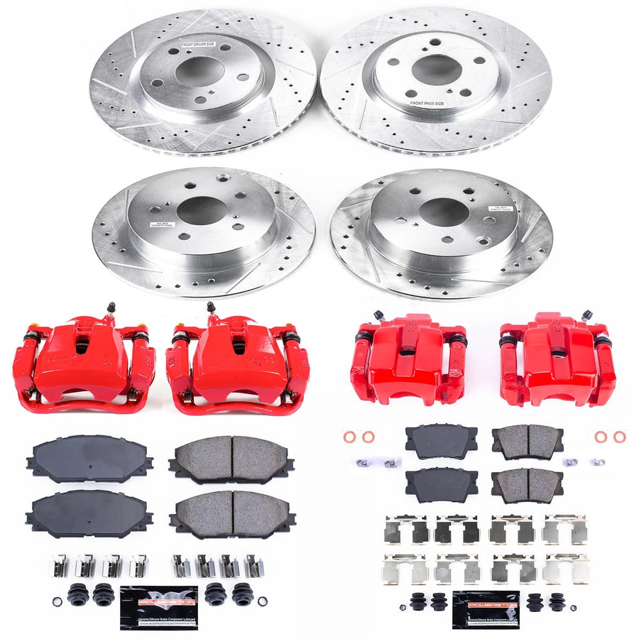 Power Stop Z23 Evolution Front and Rear Brake Caliper Kit-Brake Rotors, Brake Pads Carbon-Fiber Ceramic, Calipers
