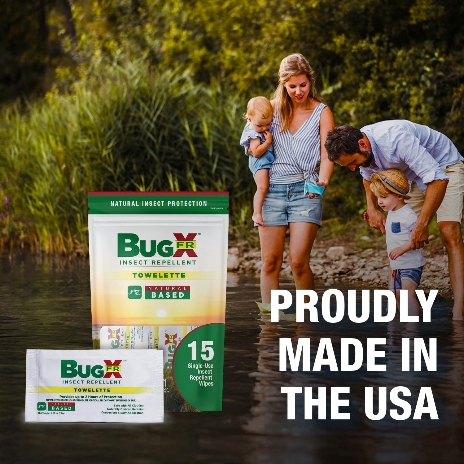 CoreTex Bug X DEET-Free FR Insect Repellent Wipes - Pack of 100 Single-Use, Naturally Derived Geranium Oil Bug Wipes - Protects Against Mosquitoes - Travel Size Mosquito Repellent Towelettes