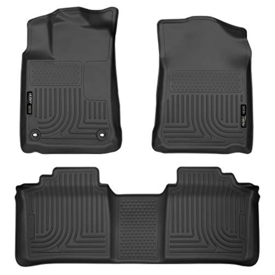 Weatherbeater Husky Liners Floor Mats | Fits 2013-2018 Toyota Avalon Electric or Gas | Front & 2nd Row, 3-pc Black - 98501