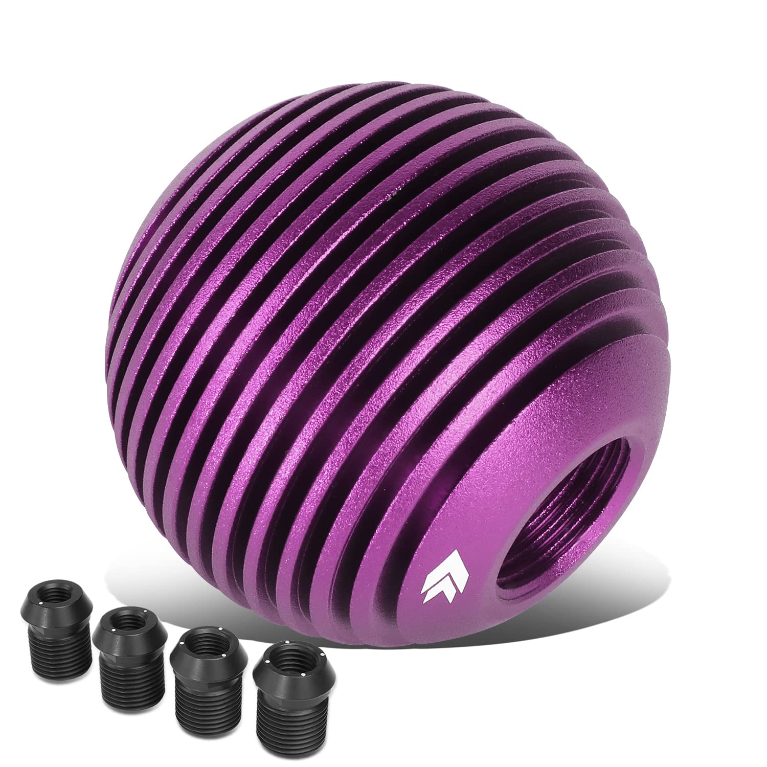 Universal NRG Innovations SK-703PP Aluminum Shift Knob with Thread Adapters, Heat Sink Style Round Ball Shape, Purple