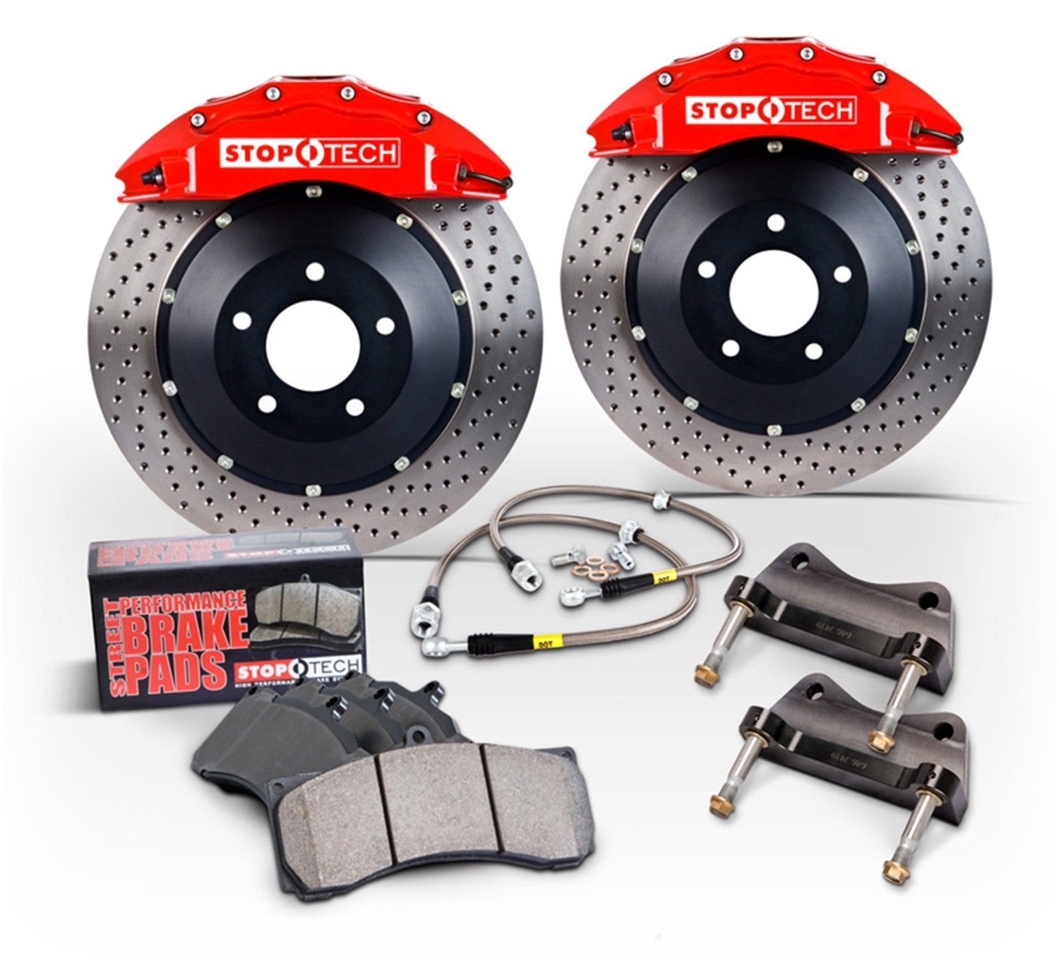 StopTech Big Brake Kit 83.836.4700.72; Black Caliper, Slotted Two-Piece Rotor, Front
