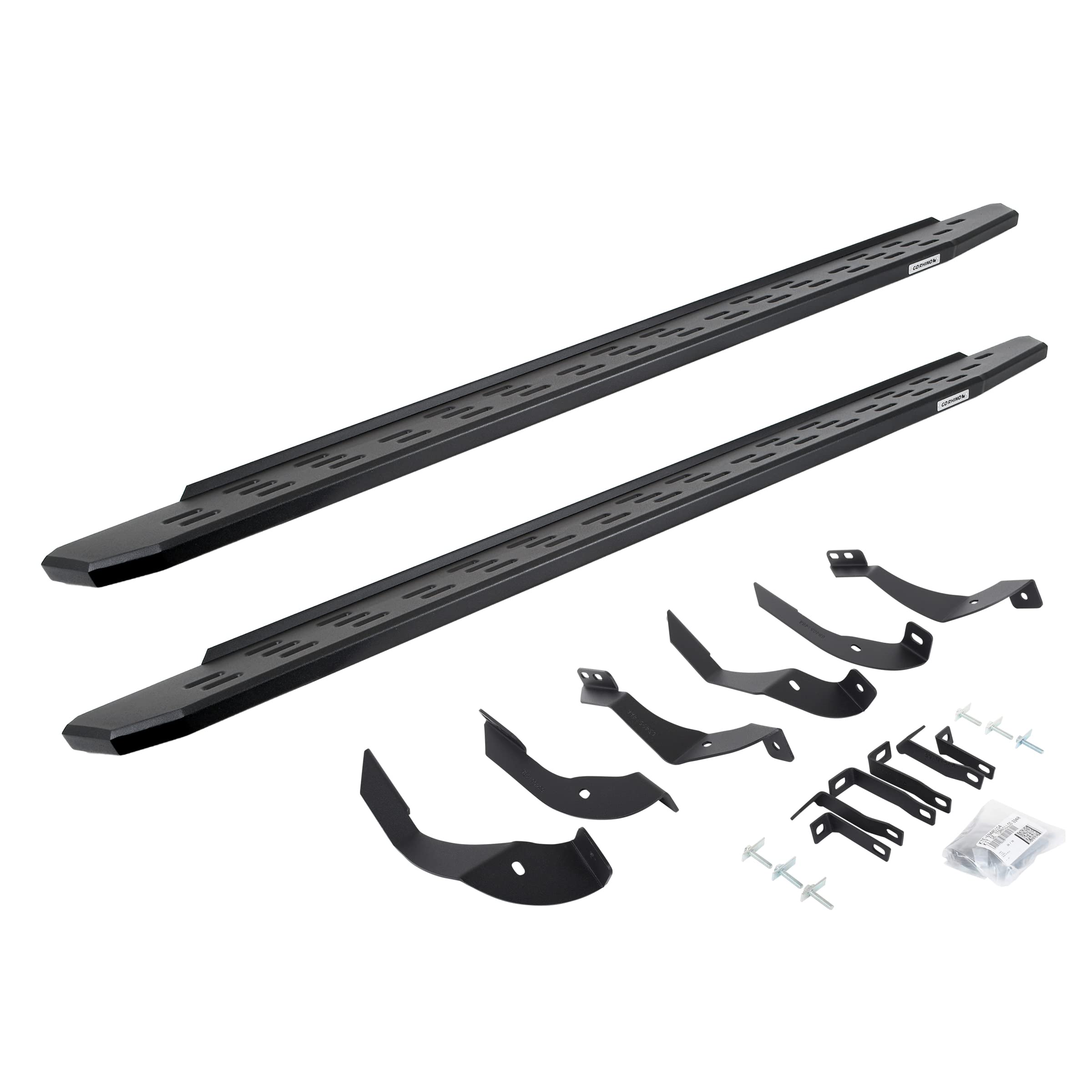 Go Rhino Running Boards & Brackets RB30 | Galvanized Steel, Textured Black | 69605187PC | Fits 2015-2019 Chevrolet Silverado & GMC Sierra 2500 HD, 3500 HD Crew Cab Pickup (Diesel Only)