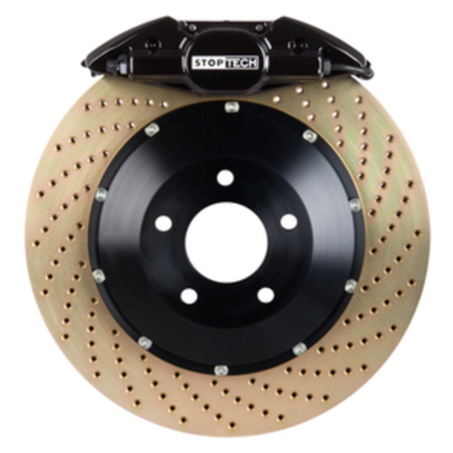 StopTech 83.839.0023.54 Big Brake Kit Stoptech; Black Caliper, Drilled Two-Piece Rotor, Front