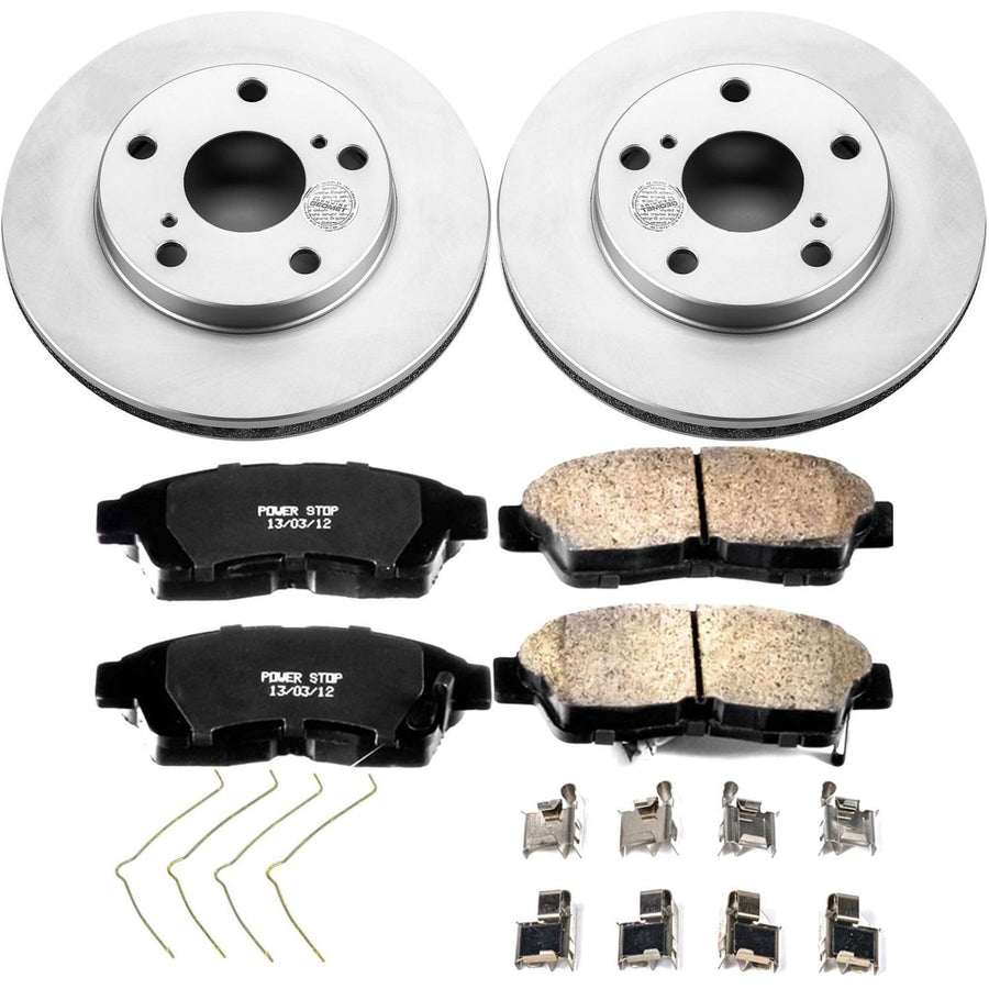 Coated Power Stop CRK1052 Brake Rotor and Ceramic Brake Pads- Front For Toyota Camry 1992-2001 [Model Specific]