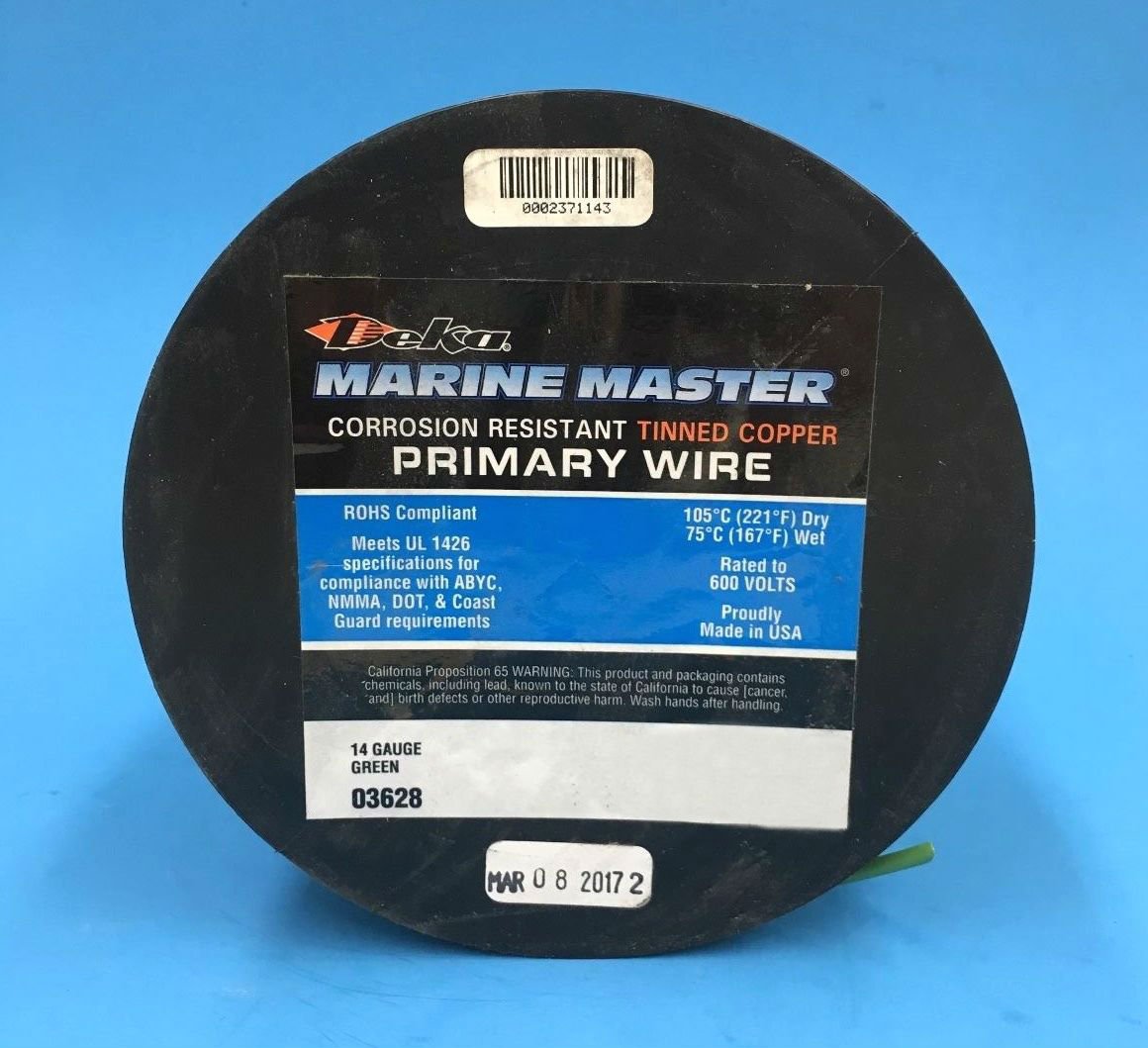 Marine Tinned Copper DEKA 16AWG DK Green Boat Stranded Wire 100 Feet Made in USA