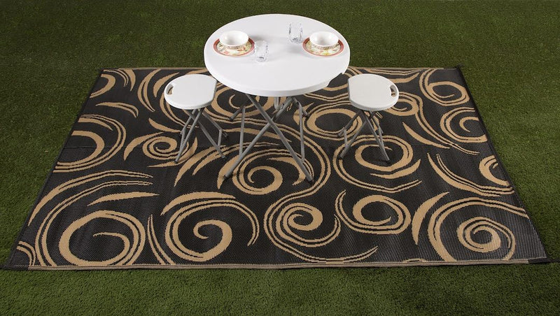 68946 Faulkner Furniture Mat Swirl 9x12 Black/beige