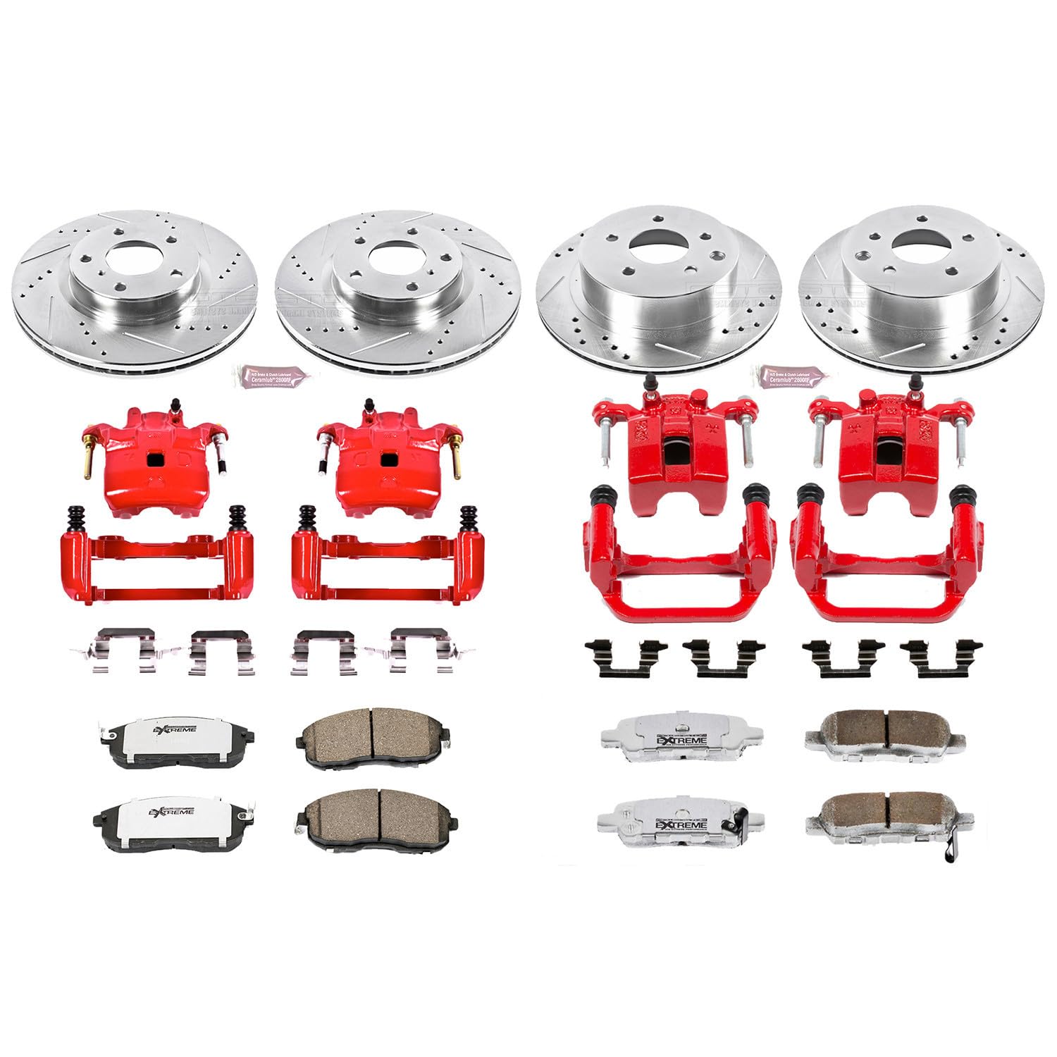 Power Stop Z26 KC2710-26 Front & Rear Street Warrior Brake Kit Infiniti Nissan For INFINITI G35 2003-2005, Nissan 350Z 2003-2005 [Model Specific]