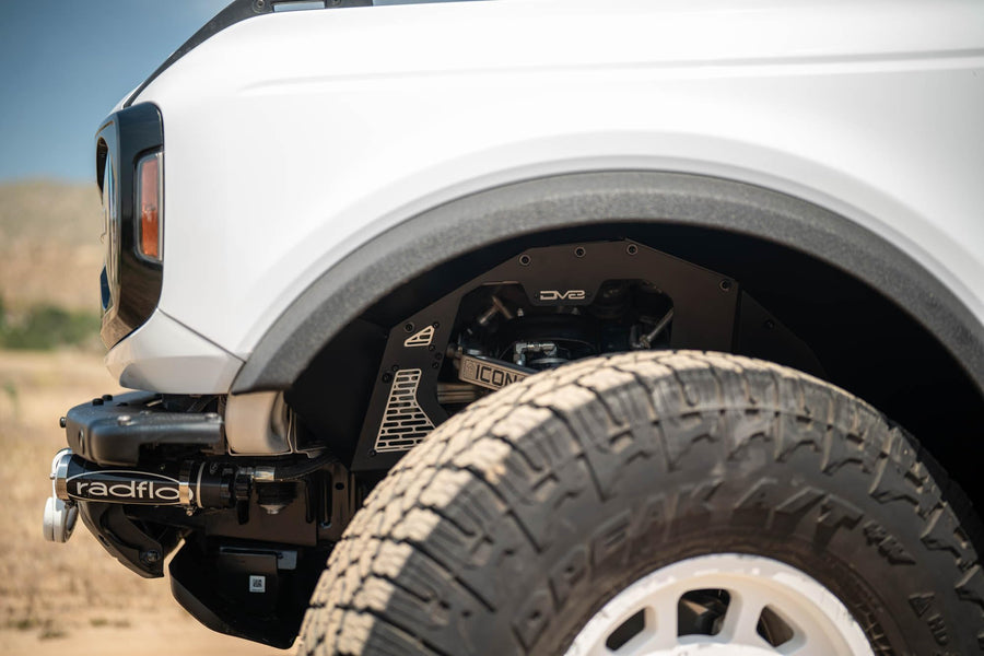 DV8 Offroad Front Fenders Inner for 2021-2025 Ford Bronco | Increases Airflow to Engine | High-Clearance Design | Lightweight & Durable Aluminum Construction | Fully Bolt-On Installation