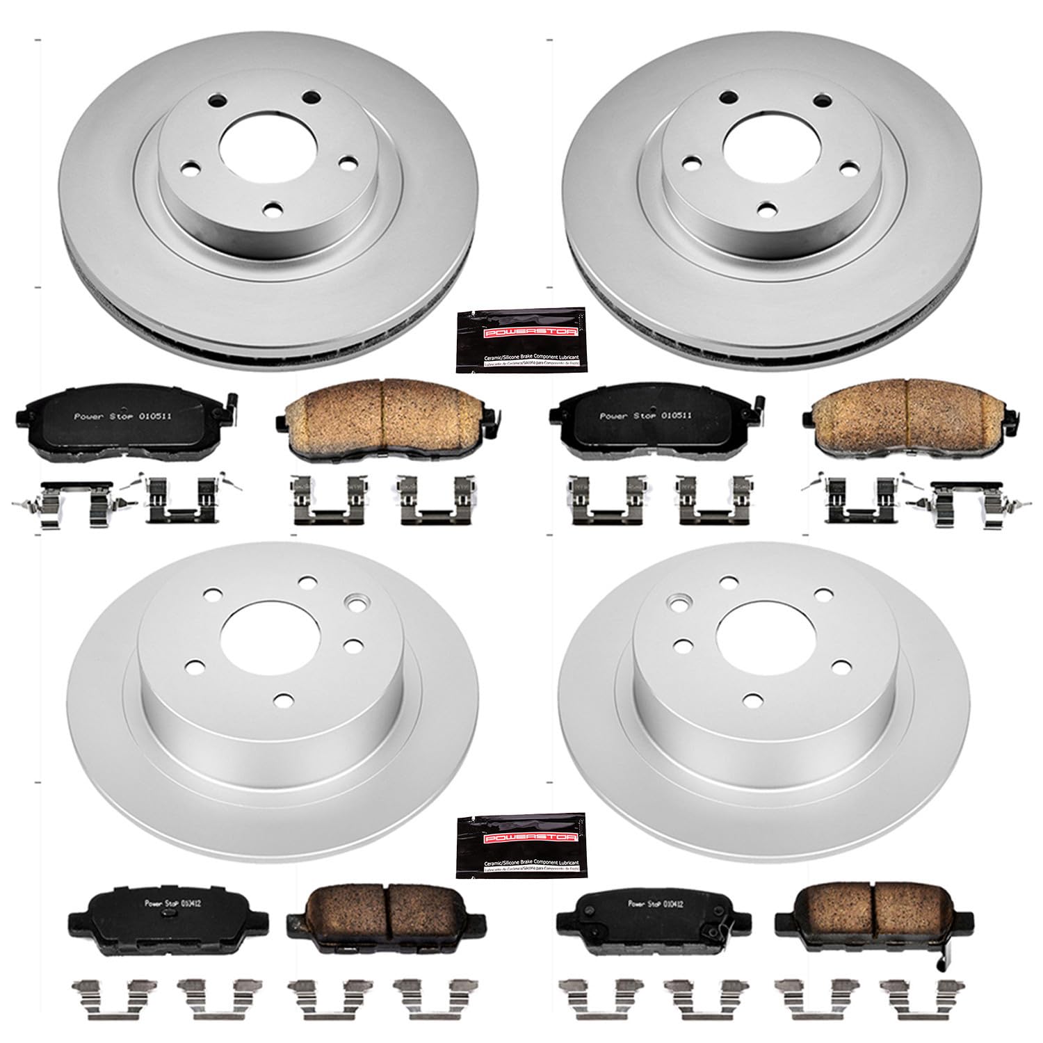 Power Stop CRK2283 Brake Rotor & Coated Ceramic Brake Pads- front & rear For Nissan Altima 2002-2006 [Model Specific]