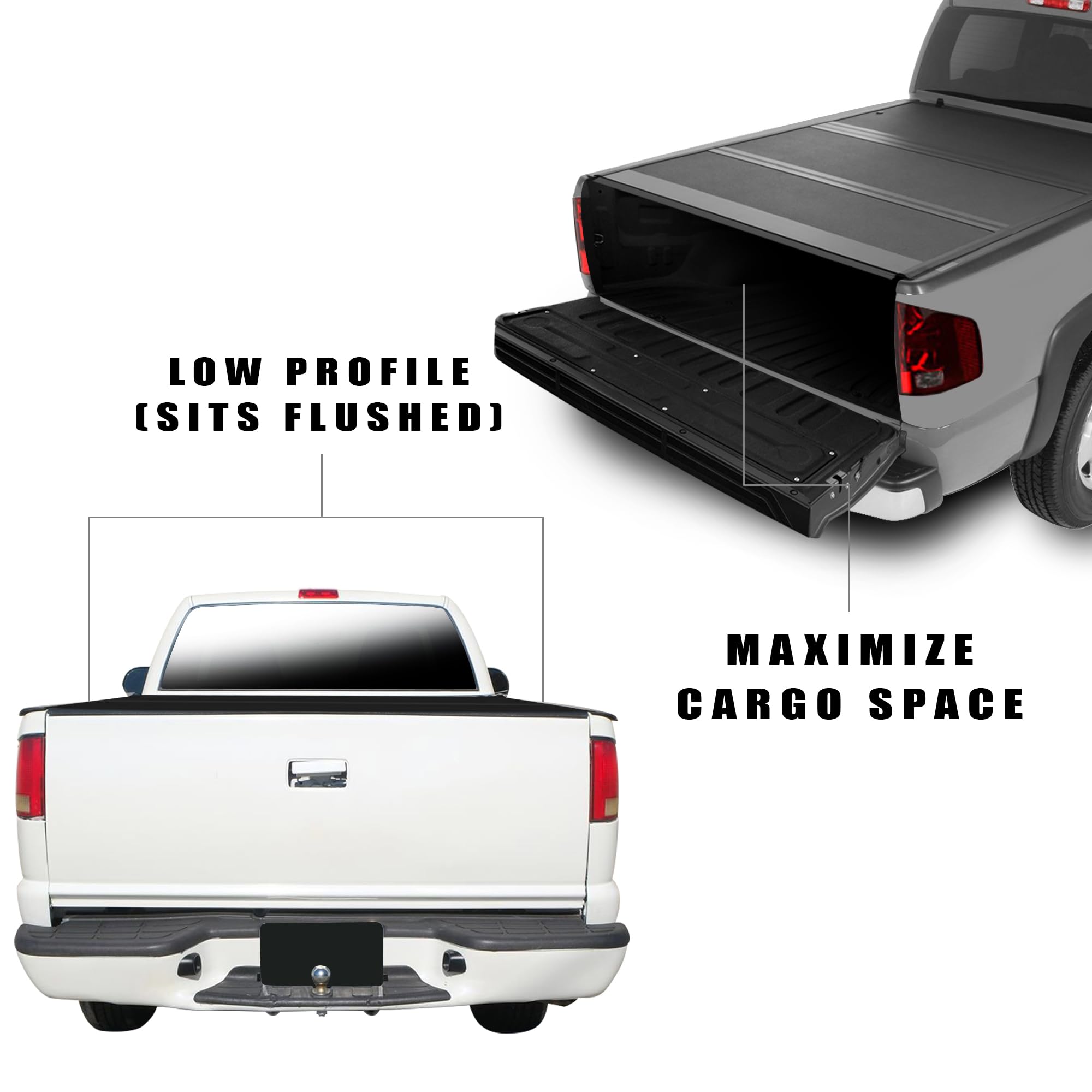 CoveRex TFX Series Armordillo USA Low Profile Hard Tri-Fold Truck Bed Tonneau Cover Fits 1994-2003 Chevy S10 GMC S15 Sonoma / 1996-2000 Isuzu Hombre 6 Ft (72") Bed