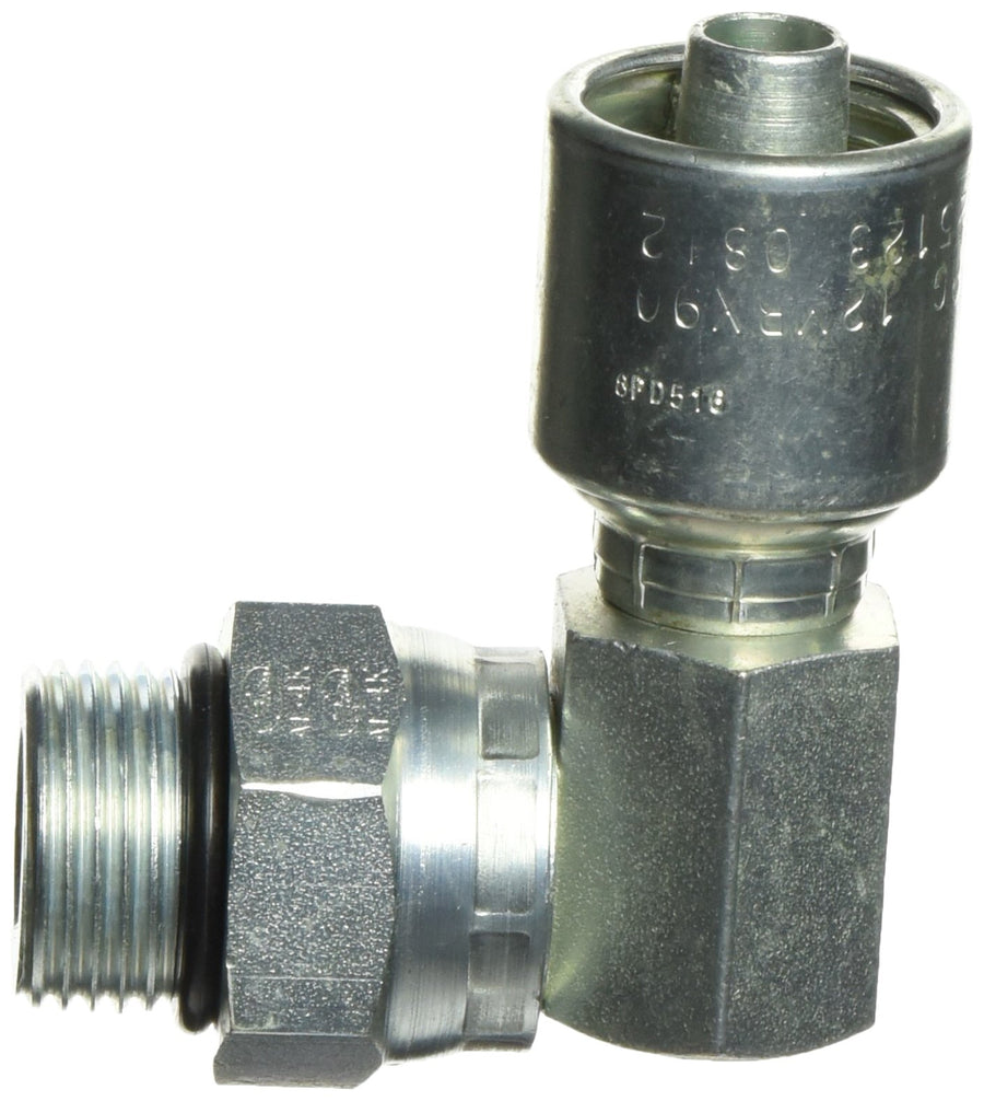 MegaCrimp Gates 8G-12MBX90BL Couplings, Male O-Ring Boss Swivel, 90 Block, Zinc Plated Carbon Steel, 2.52", 1/2" ID