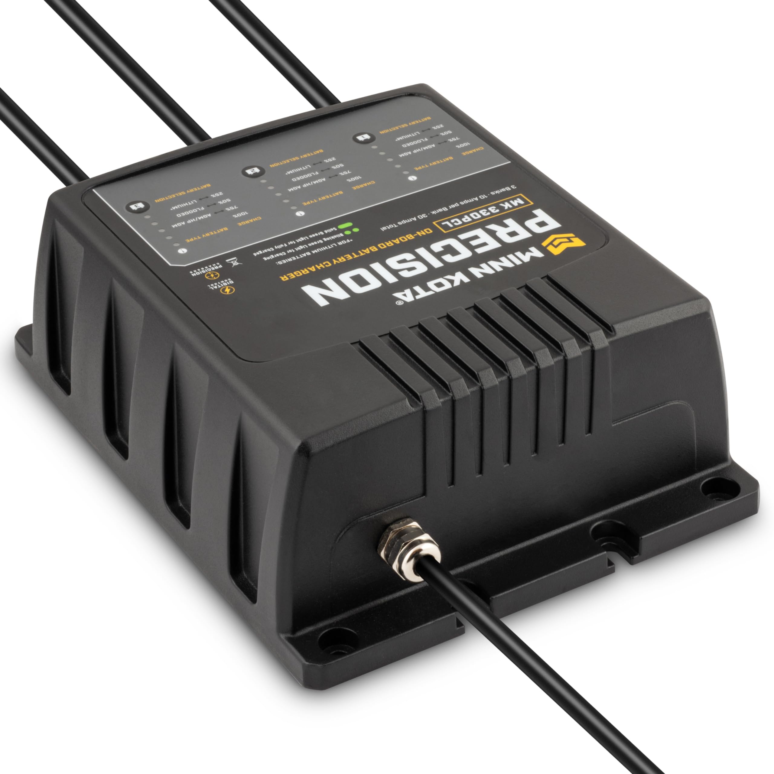 Minn Kota MK-330PCL Precision On-Board Marine Battery Charger – 3 Banks, 10 Amps Each