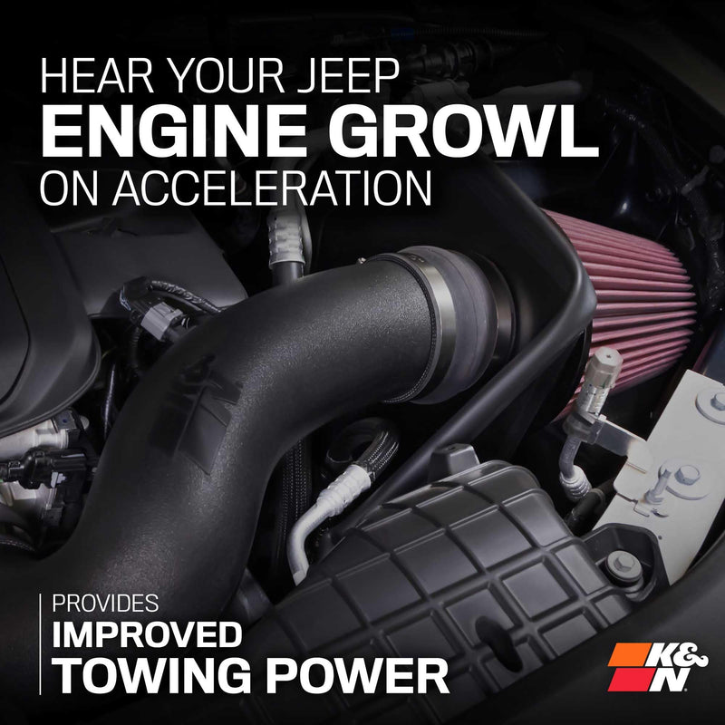 Cold Air Intake System K&N: High-Flow Air-Filter, Increase Performance & Horsepower: Compatible with 2022-2023 JEEP Grand Cherokee; 2022-2023 JEEP Grand Cherokee L, 63-1593