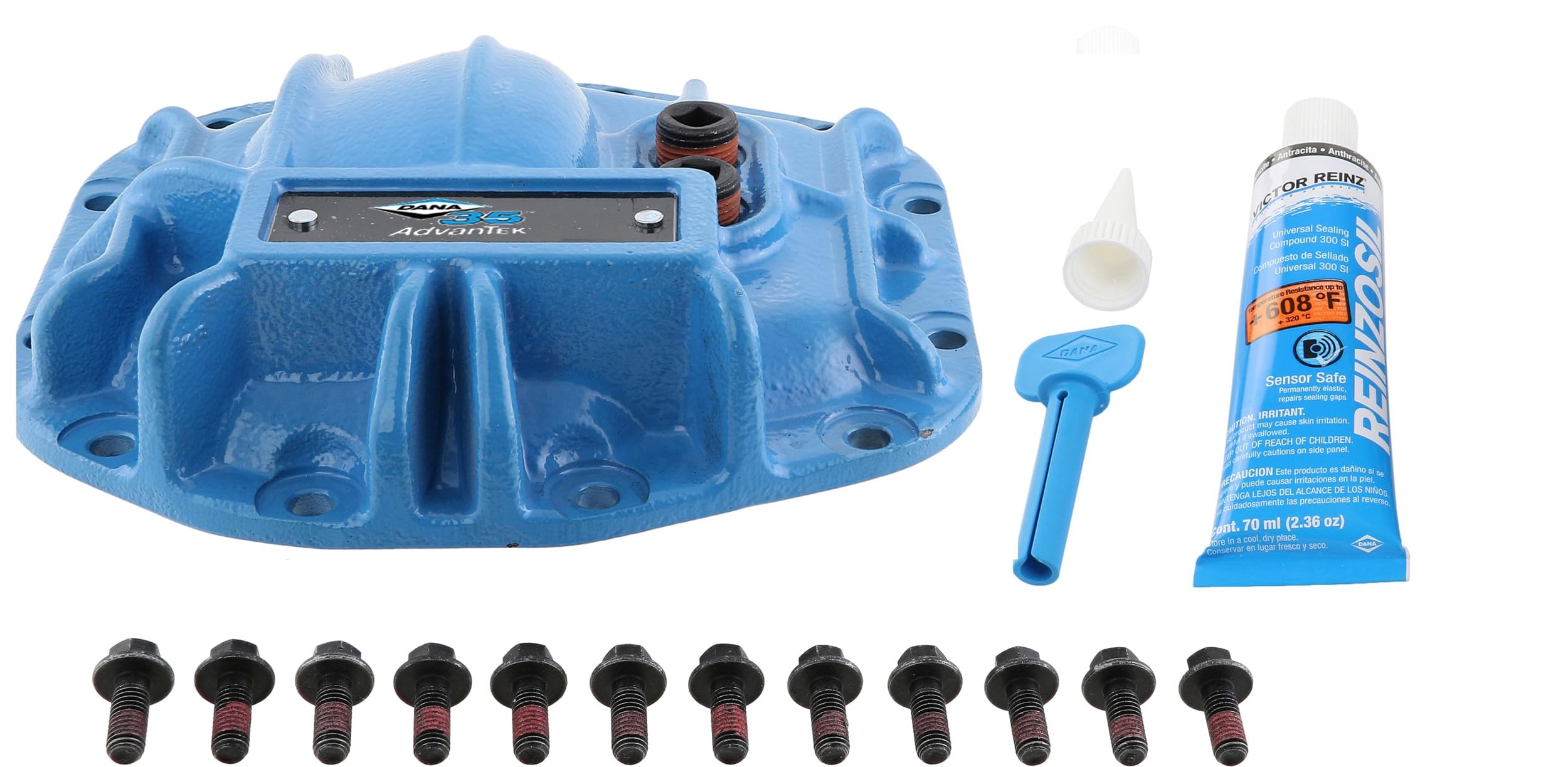 Spicer Nodular Iron 10053467 Rear Dana 35 and AdvanTEK Differential Cover Compatible with Select Wrangler JL - Blue