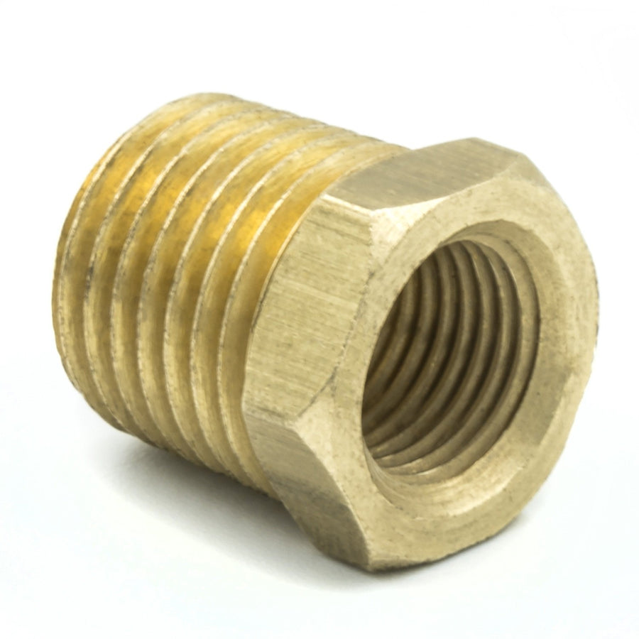 Auto Meter Adapter, Fitting, 1/4" NPT Male, 1/8" NPT Female, Brass