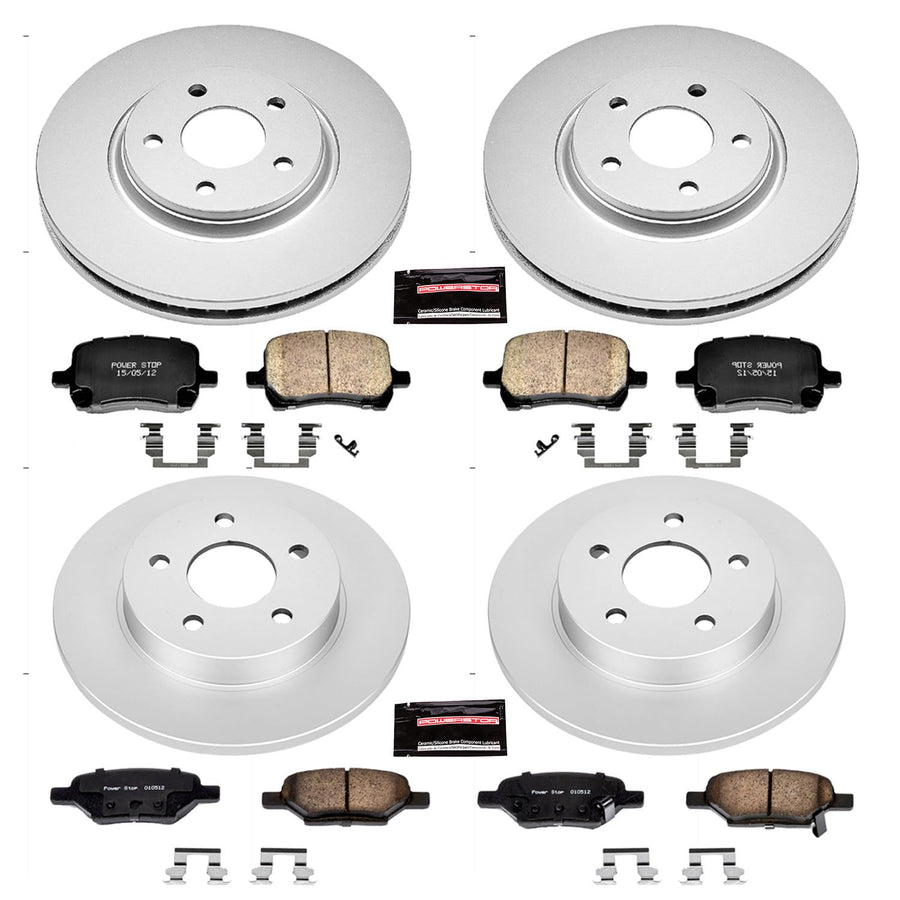 Power Stop CRK2731 Brake Rotor & Coated Ceramic Brake Pads- front & rear For Chevrolet Cob, Chevrolet Malibu, Pontiac G5, Pontiac G6, Saturn [Model Specific]