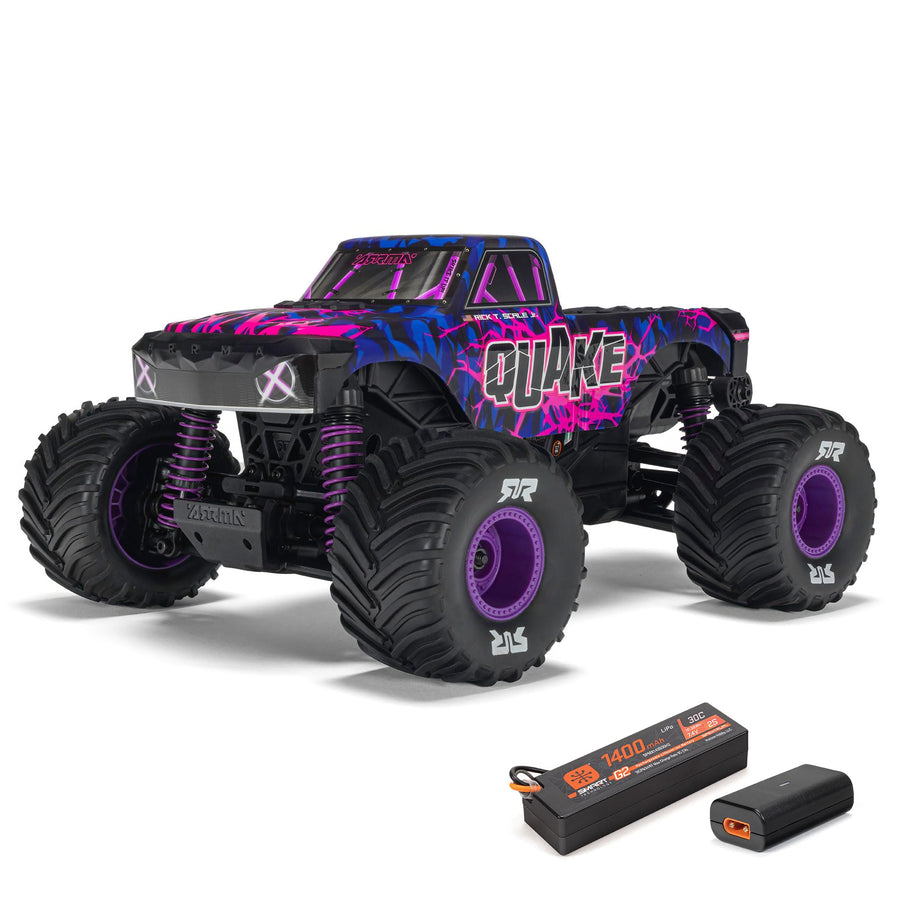 ARRMA 1/16 Quake GROM RC Truck 4X4 RTR Brushed Monster Truck (Battery & Charger Included), Purple, ARA2137T3