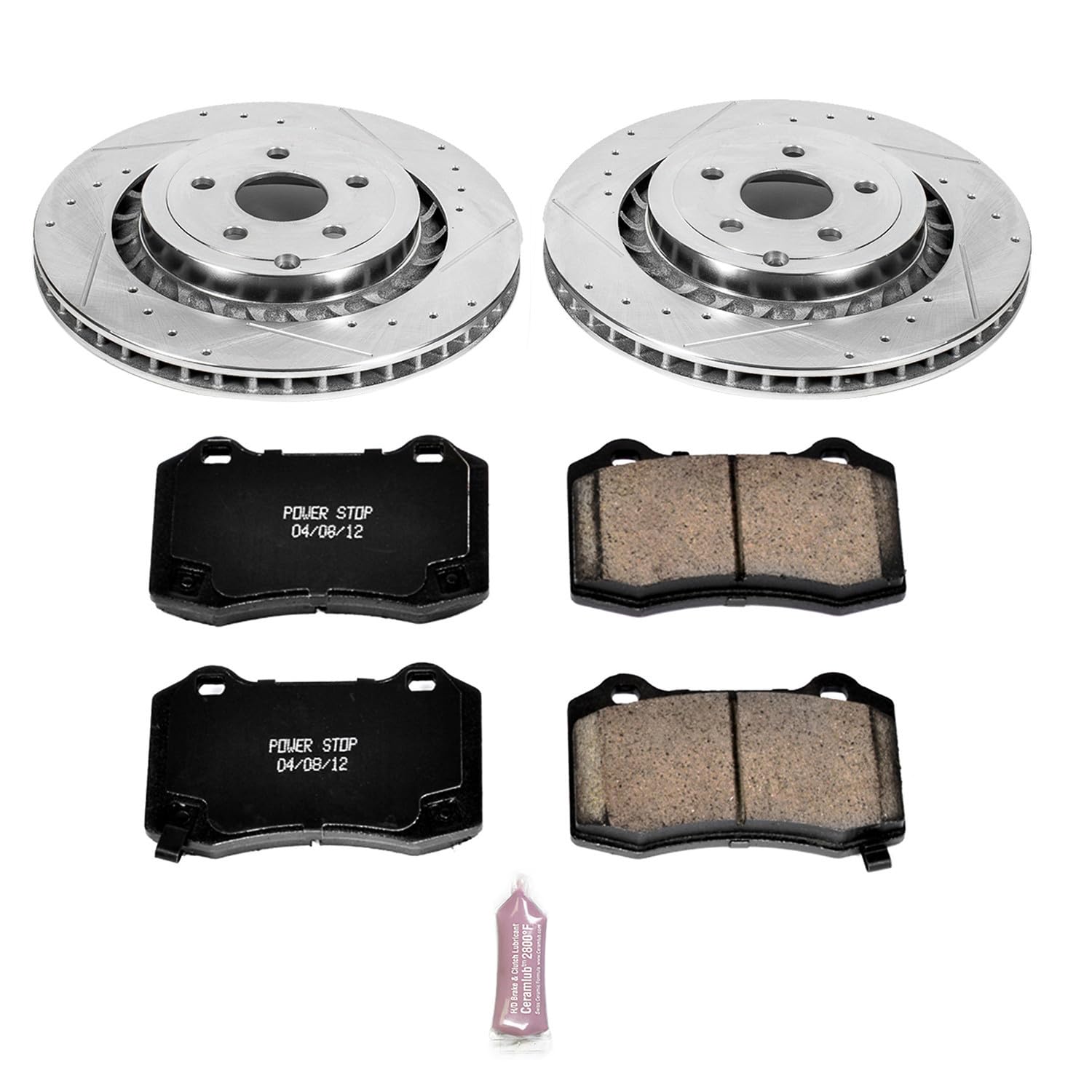 Power Stop K6994 Z23 Rear Carbon Fiber Brake Pads with Drilled & Slotted Brake Rotors Kit For Chevrolet SS 2015-2017 [Model Specific]