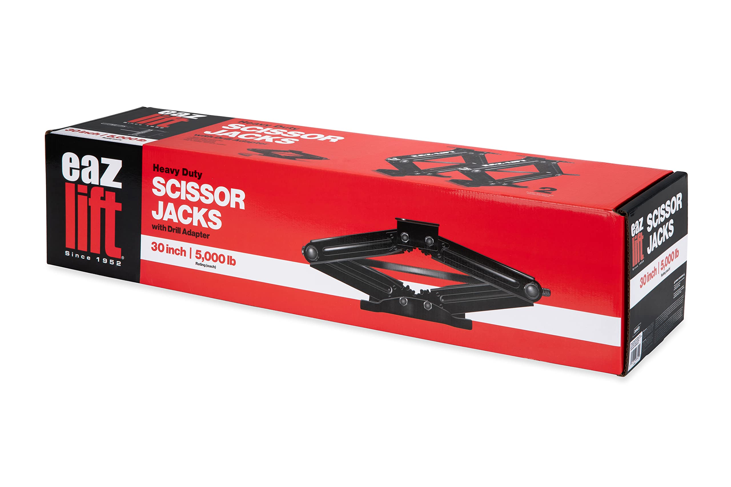 EAZ-Lift Camco 30-Inch Stabilizing RV Scissor Jacks - Features a 5,000lb Load Capacity - Heavy Duty Steel Construction - Set of 2 (48840)