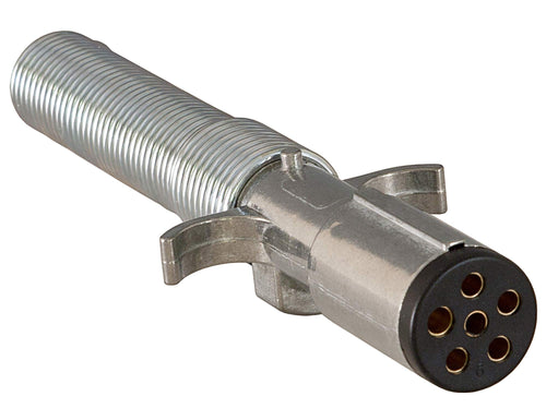 Buyers Products 6-Way Die-Cast Metal Trailer Connector, Connector Trailer Side, 6 Round Pin Style, Spring Style Cable Guard, Truck & Trailer Accessories