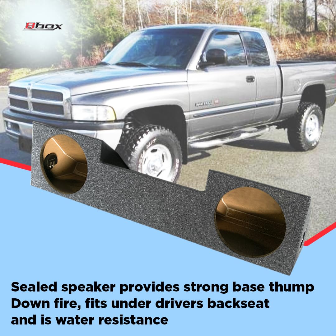 Bbox 10 Inch Dual Sprayliner Subwoofer Enclosure - Fits 1994-2002 Dodge Ram Quad Cab - Sprayliner Car Subwoofer Boxes & Enclosures - Subwoofer Box Improves Audio Quality Sound & Bass – Charcoal