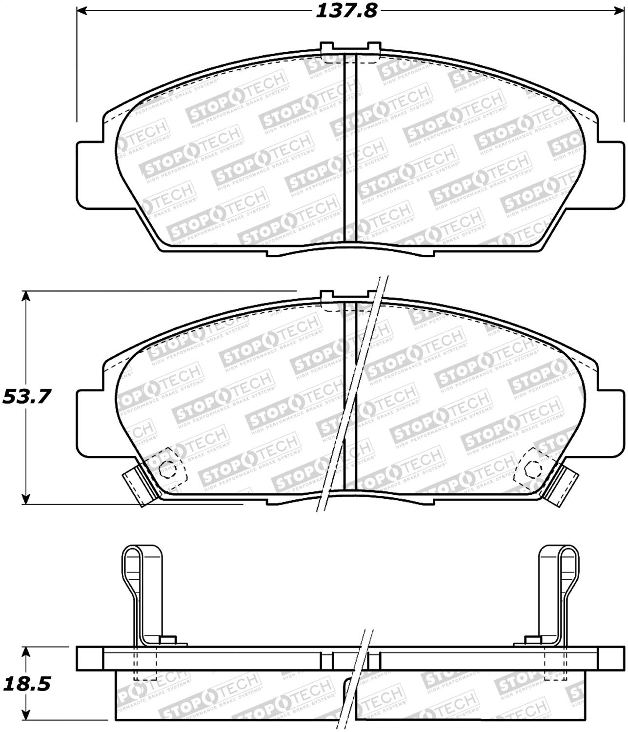 Front StopTech 308.05680 Brake Pads with Shims and Hardware Street