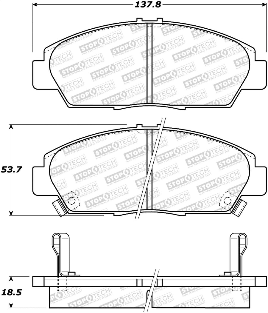 Front StopTech 308.05680 Brake Pads with Shims and Hardware Street
