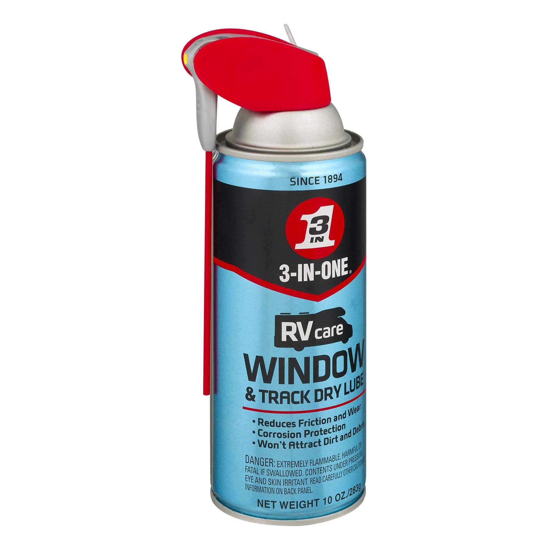 3-IN-ONE Window & Track RVcare Dry Lube with SMART STRAW SPRAYS 2 WAYS, 10 OZ
